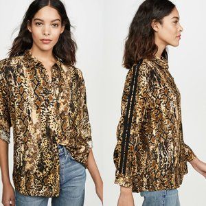 ba&sh Susie Snake Print Button Down Blouse Size Large